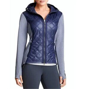 ATHLETA POLAR VORTEX HOODED JACKET POLARTEC KNIT PRIMALOFT QUILTED FITTED sz L